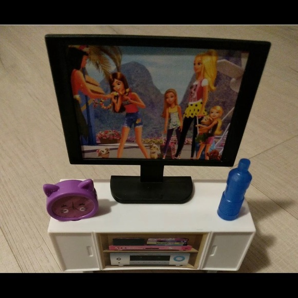 TV CONSOLE For BARBIE mid-century modern WHITE décor FURNITURE - Picture 5 of 5